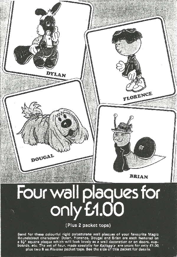 1970s Ricicles Magic Roundabout Wall Plaques (betr)