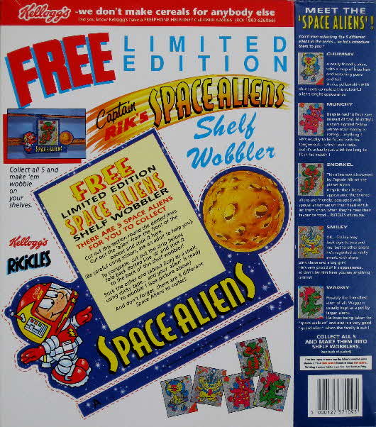 1994 Ricicles Space Alien stickers back