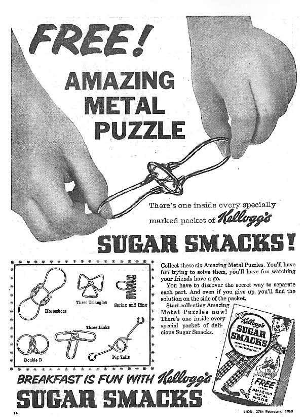 1960 Sugar Smacks Amazing Metaal Puzzles