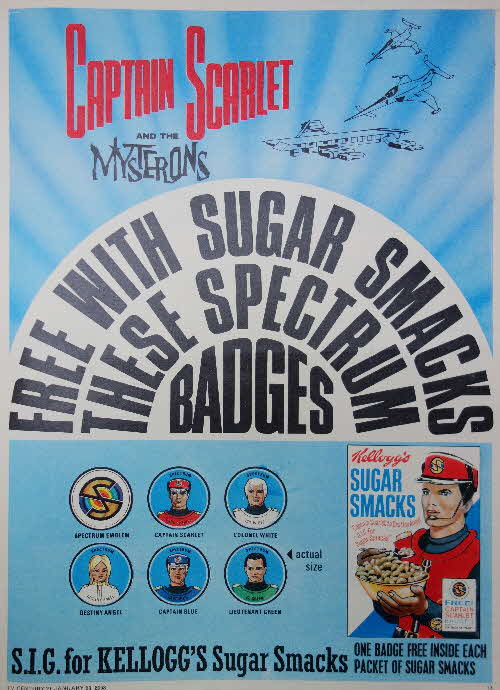 1968 Sugar Smacks Captain Scarlet Badges1