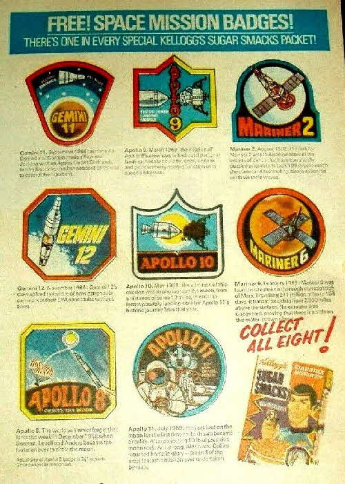 1970 Sugar Smacks Space Mission Badges3