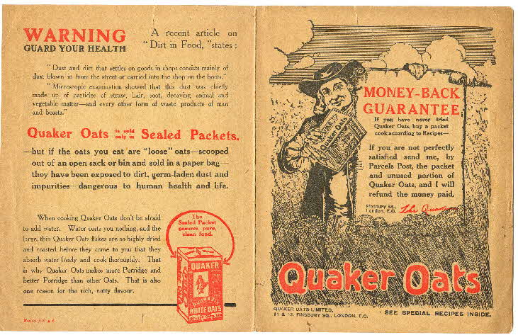 1900s Quaker Oats Recipe leaflet