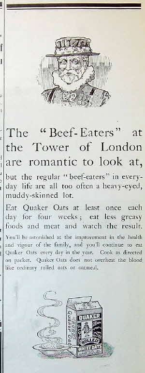 1910 Quaker Oats Ad Beedeater