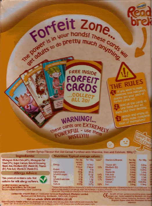 2012 Ready Brek Forfeit Cards