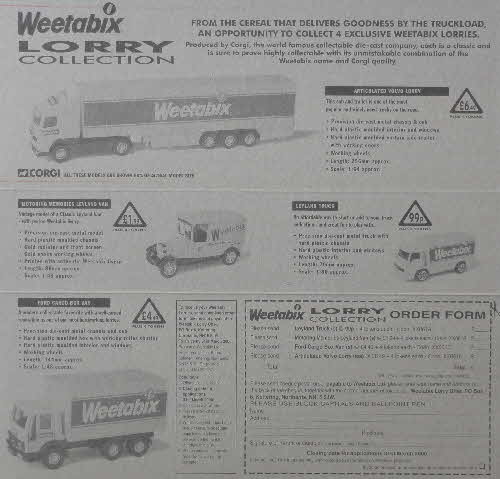 1998 Weetabix Lorry Collection inside