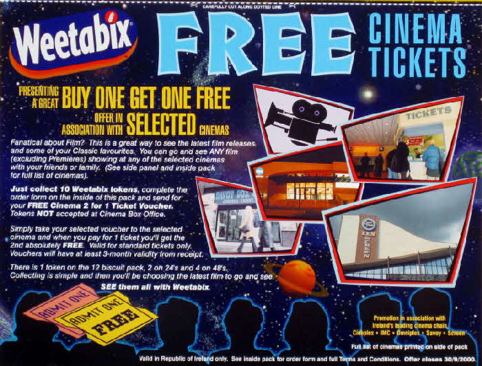 1999 Weetabix Free Cinema Tickets